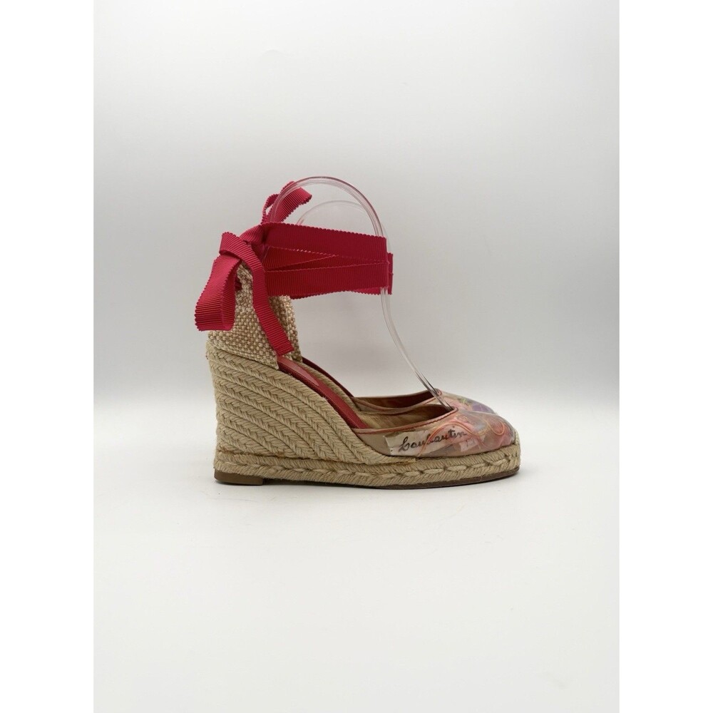 Christian Louboutin "Trash" Collection Wedge Espadrille Red Ribbon Size EU 36